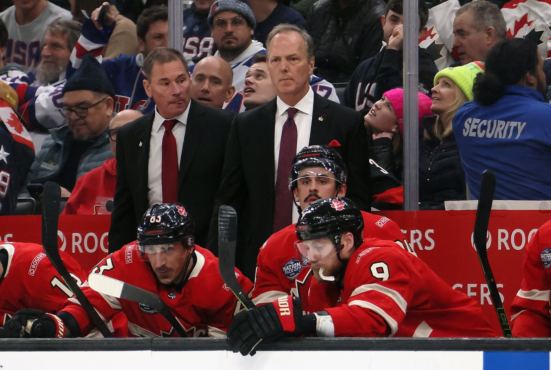 BOSTON, MASSACHUSETTS - FEBRUARY 20: Head coach Jon Cooper of Team Canada works the bench against Team United States in the NHL 4 Nations Face-Off Championship Game at TD Garden on February 20, 2025 in Boston, Massachusetts. (Photo by Bruce Bennett/Getty Images)