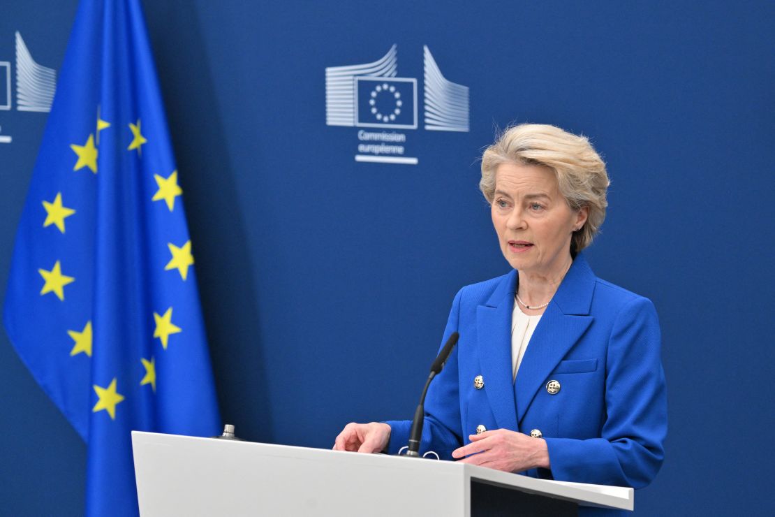 President of the European Commission Ursula von der Leyen at the EU Commission headquarters in Brussels on March 4, 2025.