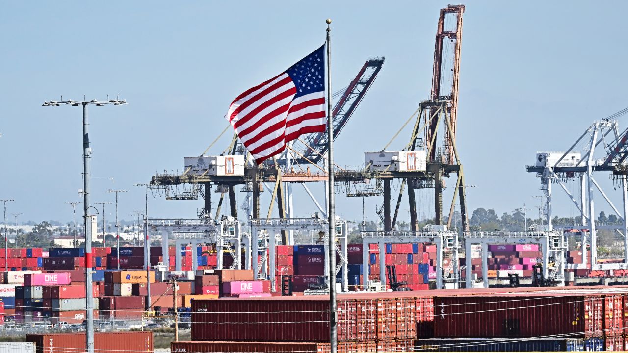 Shipping containers are stacked high at the Port of Long Beach on March 4, 2025 in Long Beach, California, as US President Donald Trump's tariffs on Canada and Mexico take effect. US President Donald Trump could announce a compromise tariff arrangement with Canada and Mexico on March 5, his commerce secretary said in an interview, shortly after sweeping 25-percent levies went into effect.
"I think he's going to work something out with them," Howard Lutnick told Fox Business on Tuesday. "Somewhere in the middle will likely be the outcome, the president moving with the Canadians and Mexicans, but not all the way." (Photo by Frederic J. BROWN / AFP) (Photo by FREDERIC J. BROWN/AFP via Getty Images)