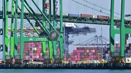 Shipping containers are stacked high at the Port of Long Beach on March 4, 2025 in Long Beach, California, as US President Donald Trump's tariffs on Canada and Mexico take effect. US President Donald Trump could announce a compromise tariff arrangement with Canada and Mexico on March 5, his commerce secretary said in an interview, shortly after sweeping 25-percent levies went into effect.
"I think he's going to work something out with them," Howard Lutnick told Fox Business on Tuesday. "Somewhere in the middle will likely be the outcome, the president moving with the Canadians and Mexicans, but not all the way." (Photo by Frederic J. BROWN / AFP) (Photo by FREDERIC J. BROWN/AFP via Getty Images)          