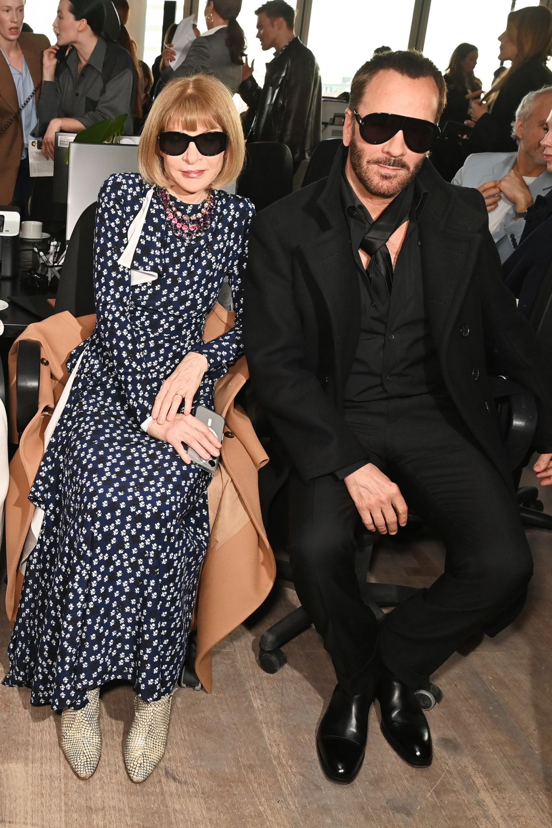 All eyes were on Vogue editor-in-chief Anna Wintour and designer Tom Ford, who later both attended Ford’s show to see new designer Haider Ackermann make his creative debut.