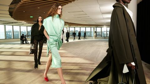 Models present creations by Stella McCartney for the Womenswear Ready-to-wear Fall-Winter 2025/2026 collection as part of the Paris Fashion Week, in Paris on March 5, 2025. (Photo by Alain JOCARD / AFP) (Photo by ALAIN JOCARD/AFP via Getty Images)          