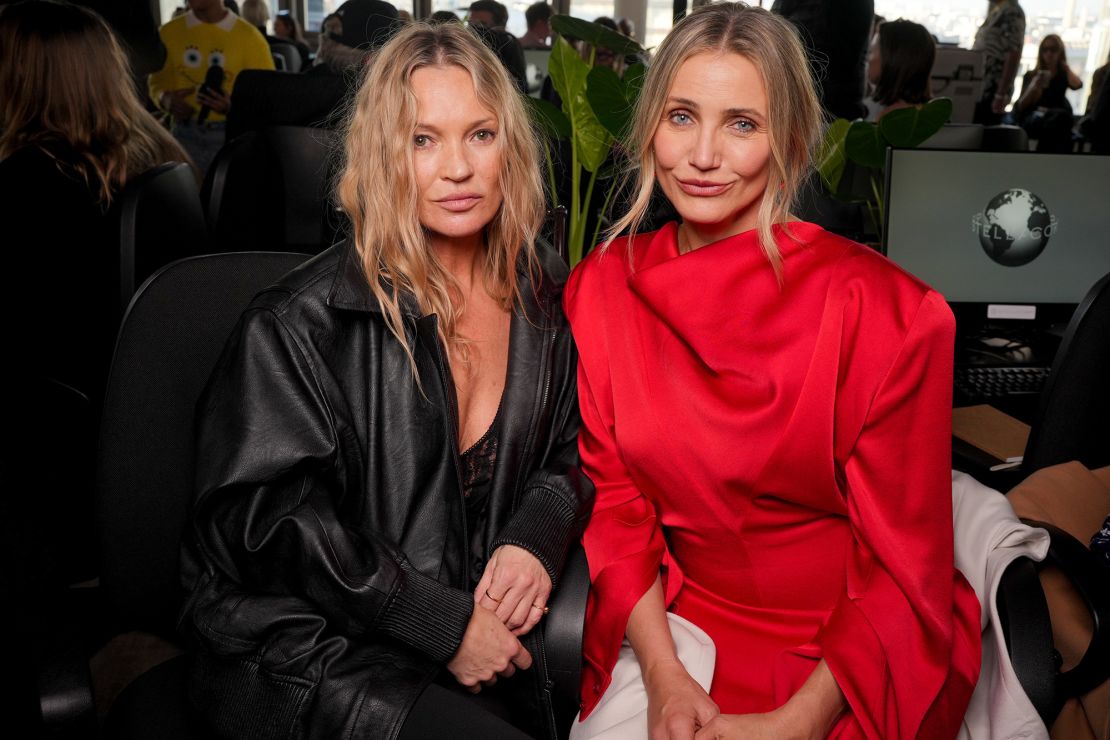 Model Kate Moss and actor Cameron Diaz in the front row at Stella McCartney's show.