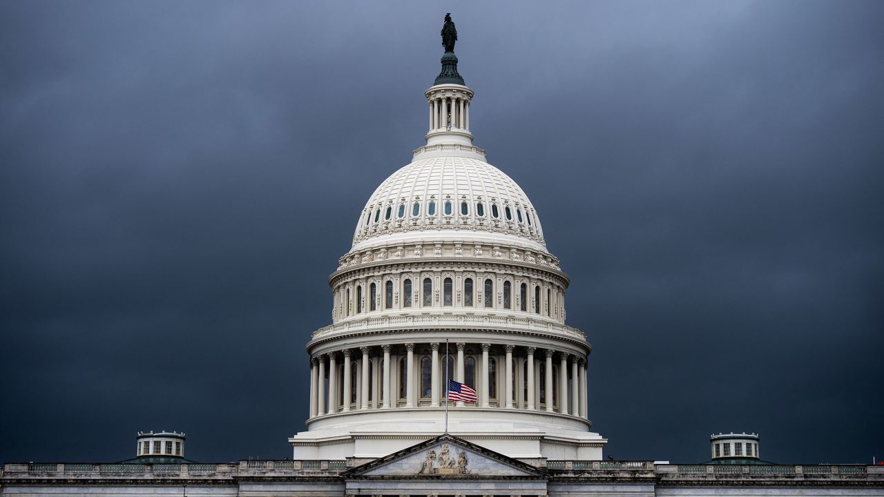 A line of severe storms moves over the US Capitol in Washington on Wednesday, March 5, 2025.