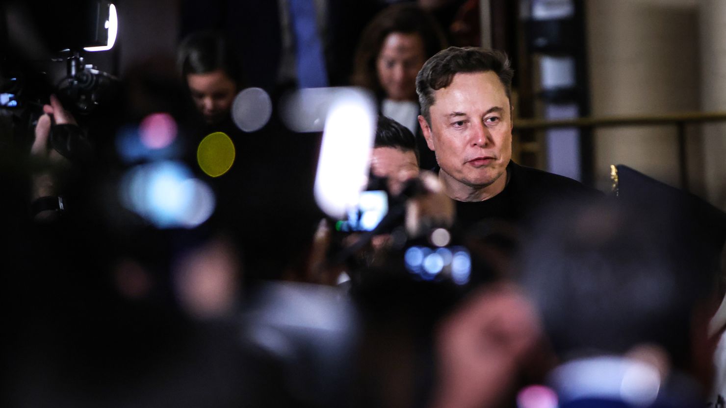 Elon Musk leaves a meeting with House Republicans in the basement of the U.S. Capitol building on March 5, 2025 in Washington, DC.