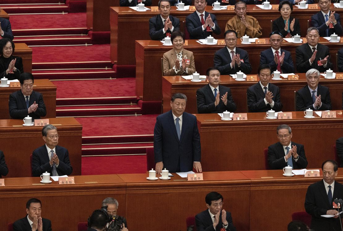 Chinese leader Xi Jinping attends the opening session of China's annual political gathering on March 4, 2025 in Beijing, China.