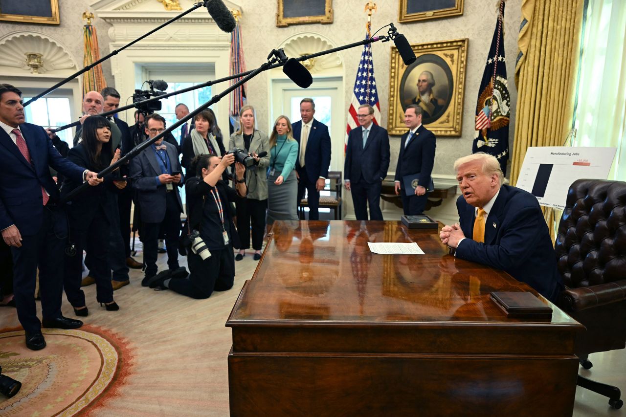 President Donald Trump speaks from the Oval Office of the White House on March 7.