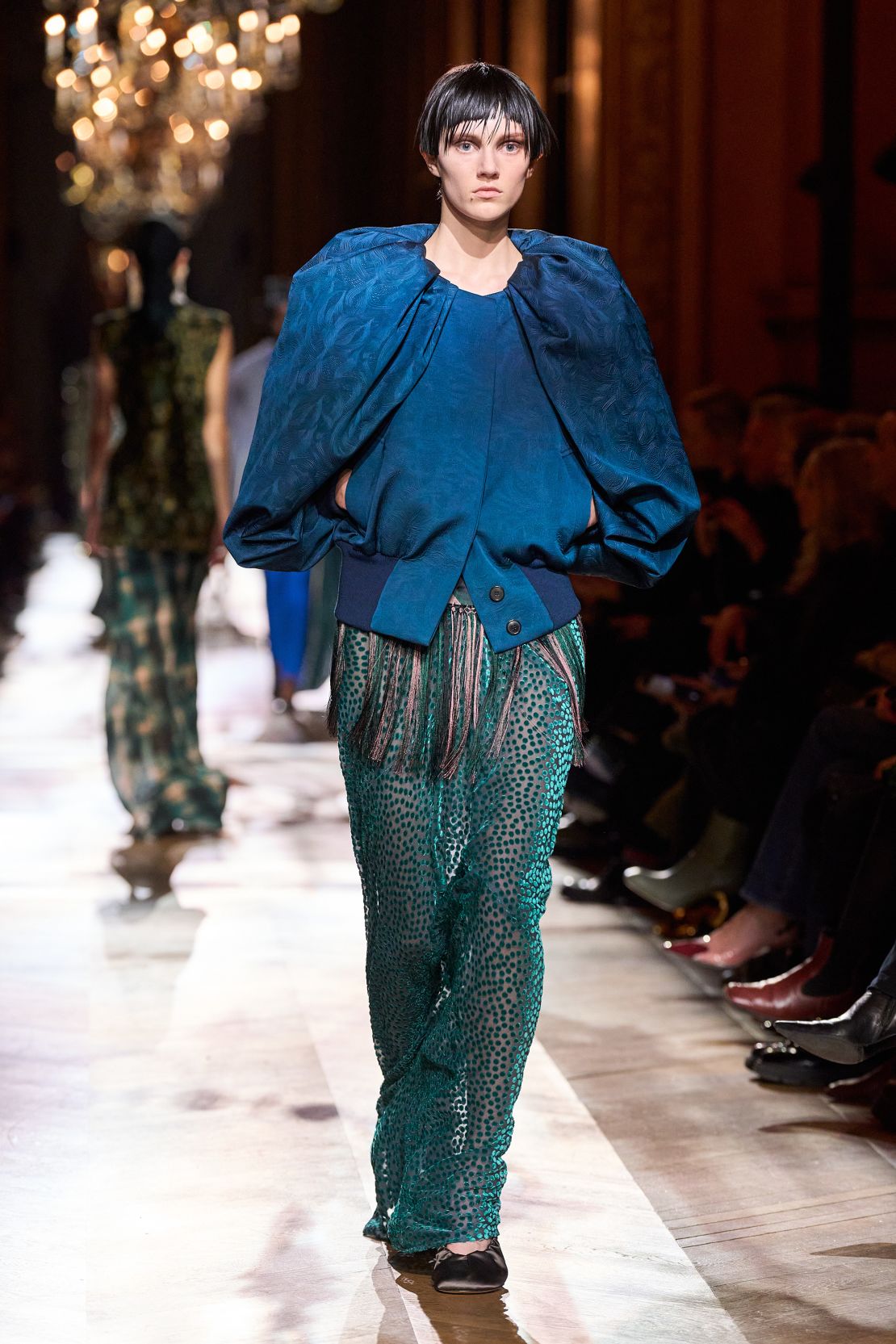 Julian Klausner's first collection for Dries Van Noten was abound with rich jewel tones.