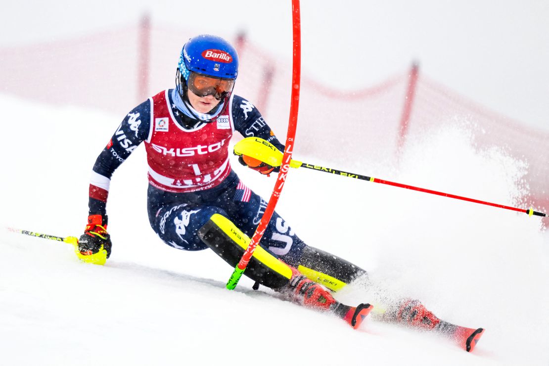 Shiffrin recorded the fastest time in the field on the first run.