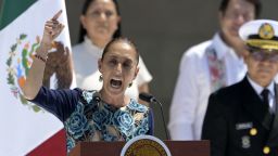 Mexico's President Claudia Sheinbaum speaks during a rally at the Zocalo square in Mexico City on March 9, 2025. Sheinbaum credited "dialogue" for her US counterpart Donald Trump's decision to offer temporary relief on tariffs imposed on goods from her country, and she declared herself 'optimistic' about the future of the trade relationship, but also warned: 'We cannot give up our sovereignty'. (Photo by Alfredo ESTRELLA / AFP) (Photo by ALFREDO ESTRELLA/AFP via Getty Images)          
