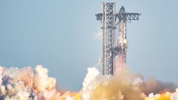 BOCA CHICA BEACH, TEXAS - MARCH 06: SpaceX Starship Flight 8 takes off from Orbital Launch Pad A at Boca Chica beach on March 06, 2025 in Boca Chica Beach, Texas. The SpaceX Starship Flight 8 test launched and successfully caught its booster upon descent. (Photo by Brandon Bell/Getty Images)