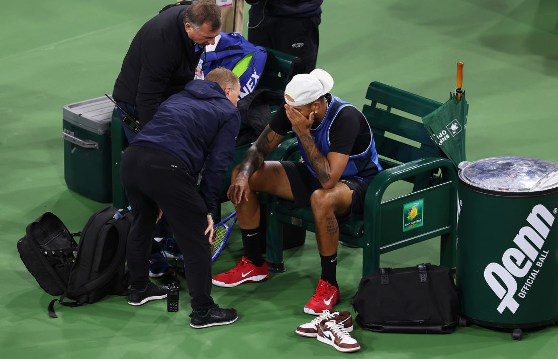 Kyrgios was forced to retire from Indian Wells.