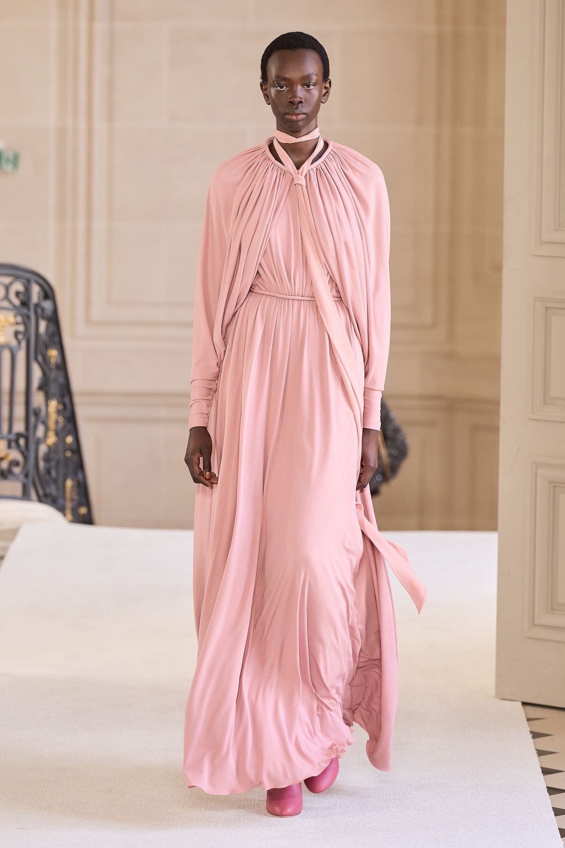 His collection featured gowns in pastel shades — “colors you want to smell and eat,” the designer told CNN during the presentation.