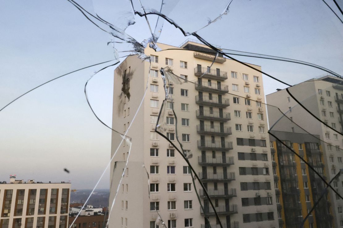 A damaged house in a residential complex after a drone attack in the village of Sapronovo, Moscow region, on March 11, 2025.