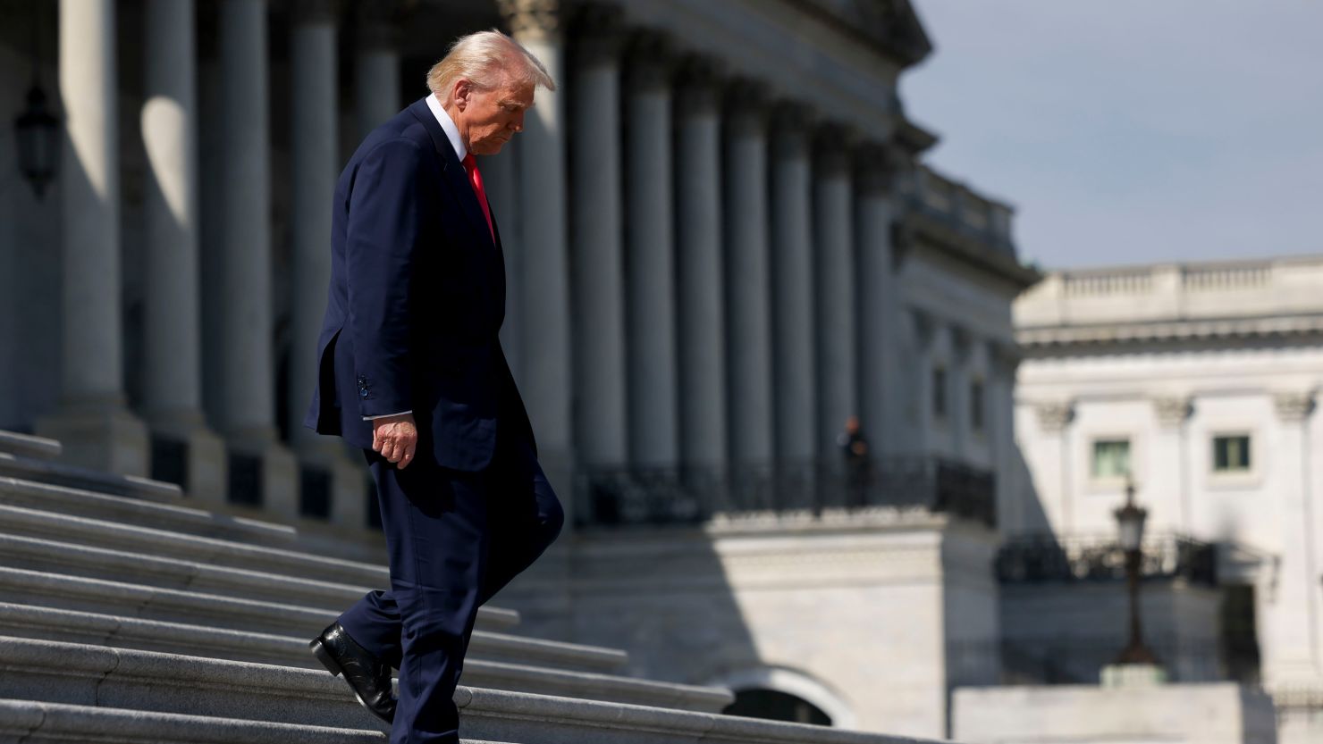US President Donald Trump departs following the annual Friends of Ireland luncheon at the US Capitol in Washington, DC, US, on Wednesday, March 12, 2025. The Irish prime minister is in Washington today meeting with lawmakers, a bipartisan St. Patrick's Day tradition.