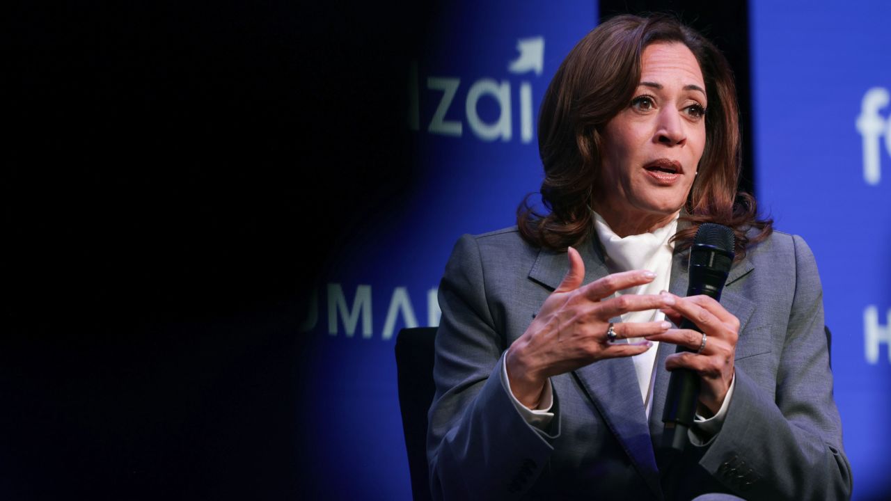 Kamala Harris speaks onstage during the HumanX AI Conference 2025 at Fontainebleau Las Vegas on March 9, 2025.