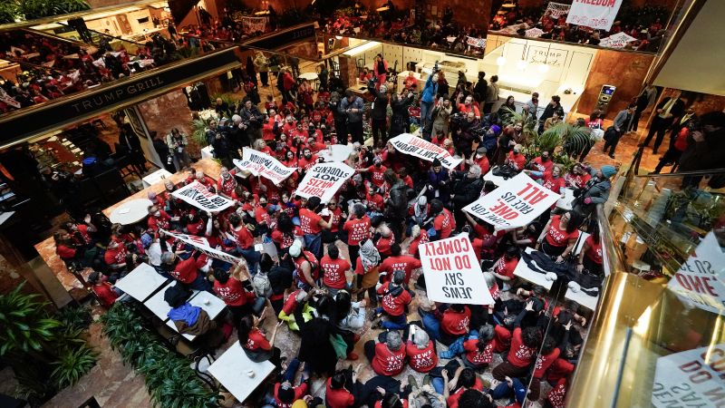 See protesters gathered inside Trump Tower in support of Mahmoud Khalil | CNN Politics