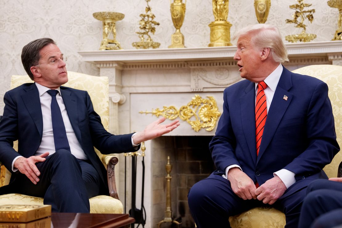 NATO Secretary-General Mark Rutte holds a press conference with US President Donald Trump at the White House on March 13.