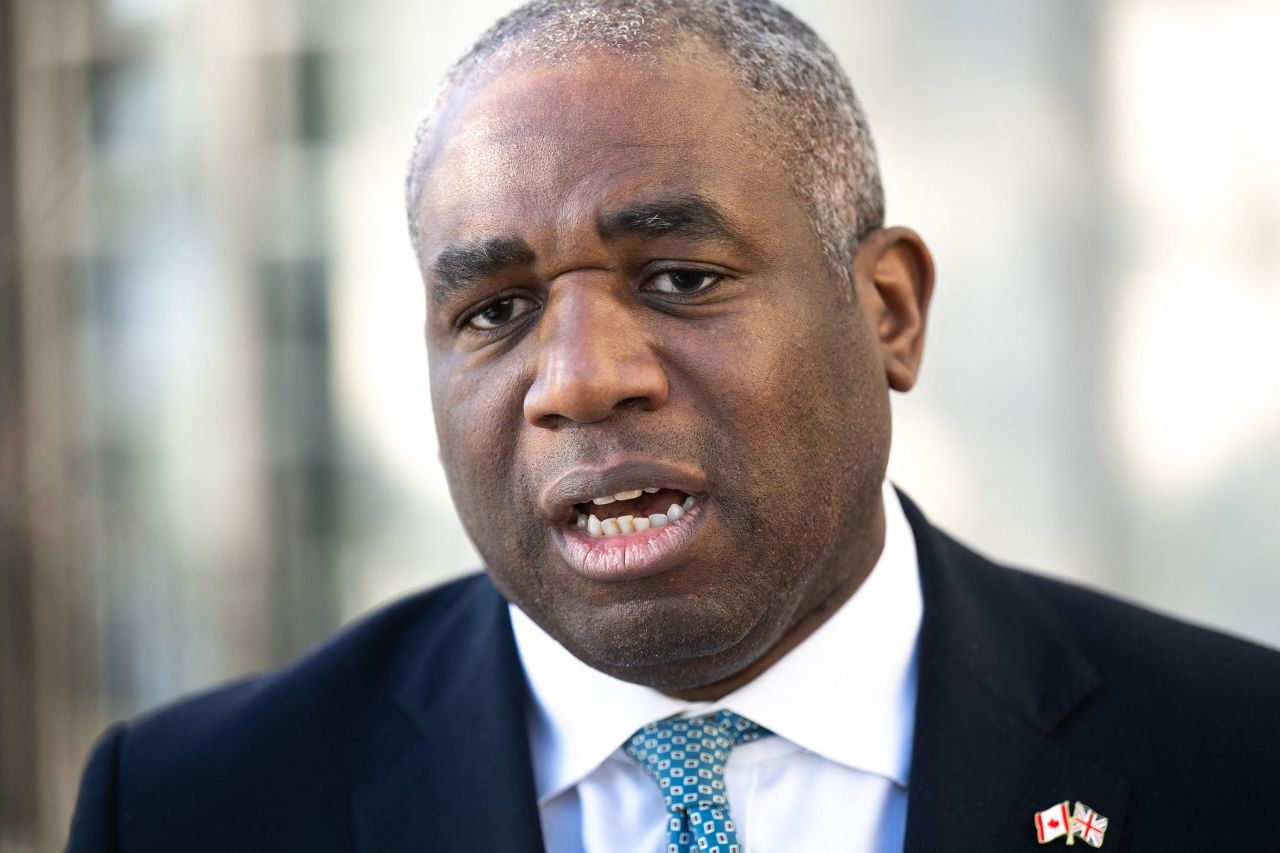 British Foreign Secretary David Lammy speaks during an interview on the sidelines of the G7 foreign ministers meeting in La Malbaie, Quebec, on Friday.