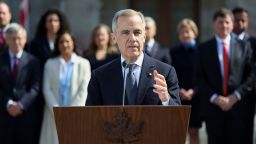 Canada's Prime Minister Mark Carney speaks during a news conference at Rideau Hall for after a swearing in ceremony on March 14, 2025 in Ottawa. Carney was sworn in as Canada's prime minister, taking charge of a country rattled by a breakdown in US relations since President Donald Trump's return to power. (Photo by Dave Chan / AFP) (Photo by DAVE CHAN/AFP via Getty Images)          