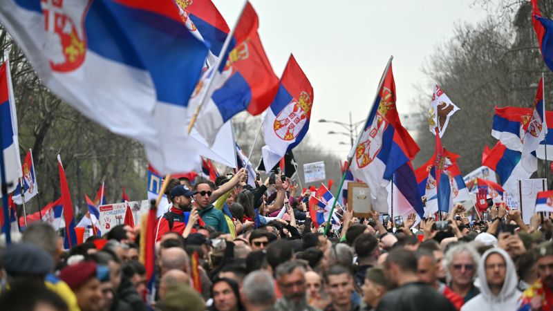 Tens of thousands rally in massive anti-corruption protest against Serbian government