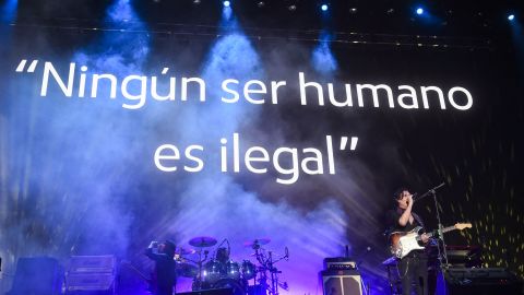 Mexican singer Saul Hernandez from the band Caifanes performs during the first day of the "Vive Latino" music festival at GNP stadium in Mexico City on March 15, 2025. (Photo by Rodrigo Oropeza / AFP) (Photo by RODRIGO OROPEZA/AFP via Getty Images)          