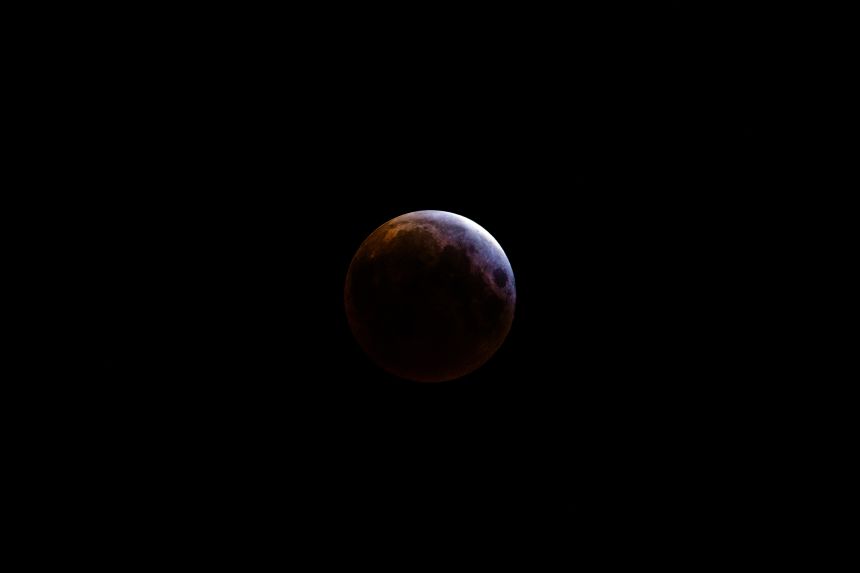 A blood moon approaches totality in March in Merritt Island, Florida.