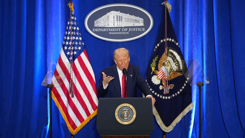 Trump baselessly accuses news media of ‘illegal’ behavior and corruption in DOJ speech