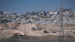 A general view of the destruction in Gaza seen from the border between Israel and Gaza on March 8, 2025.