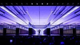 Nvidia CEO Jensen Huang delivers an address earlier this year.