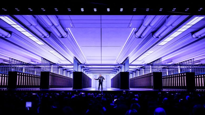 Nvidia CEO Jensen Huang delivers an address earlier this year.