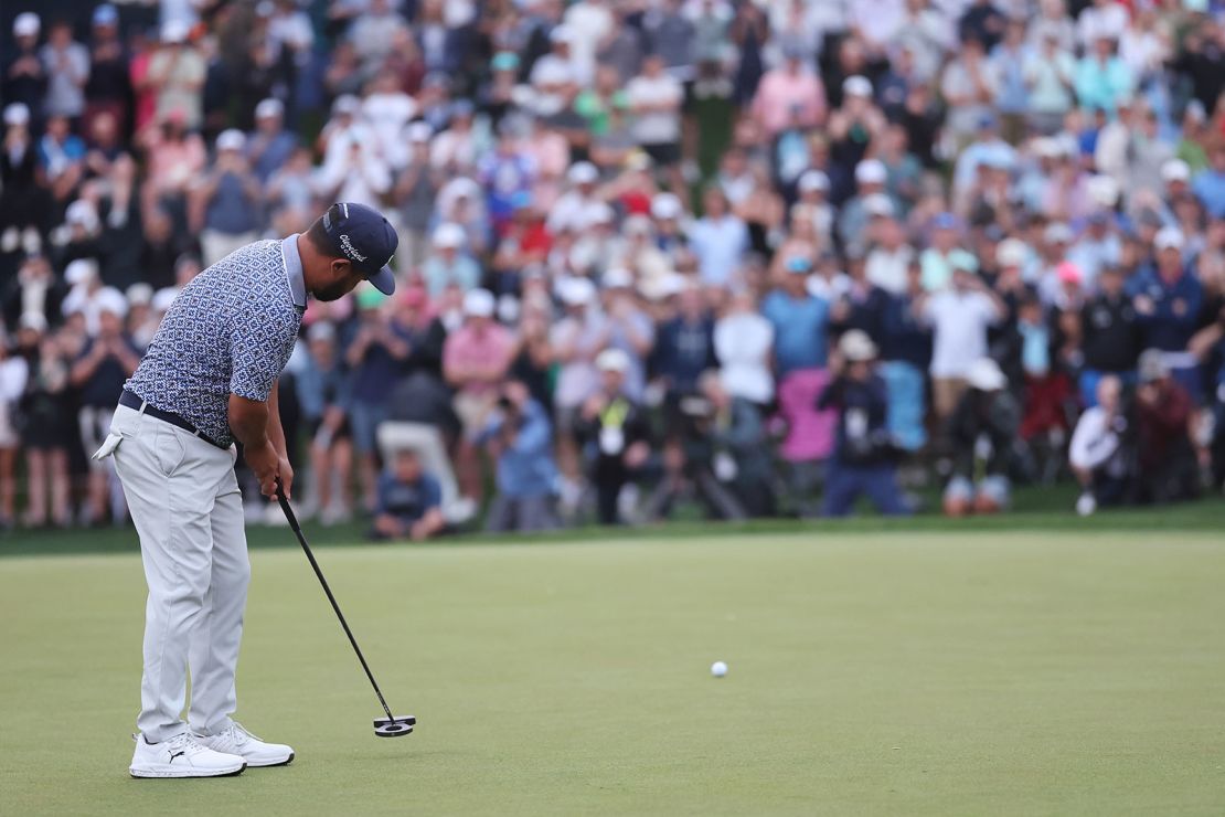 JJ Spaun missed a birdie putt on the 18th hole to secure a three-hole playoff with Rory McIlroy on Monday morning to decide the winner.