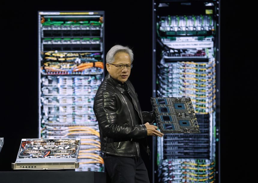 Nvidia CEO Jensen Huang delivers the keynote address during the Nvidia GTC 2025 at SAP Center on March 18, 2025 in San Jose, California.