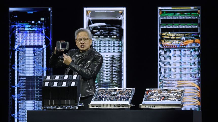 Nvidia CEO Jensen Huang delivers the keynote address during the Nvidia GTC 2025 at SAP Center on March 18, 2025 in San Jose, California.