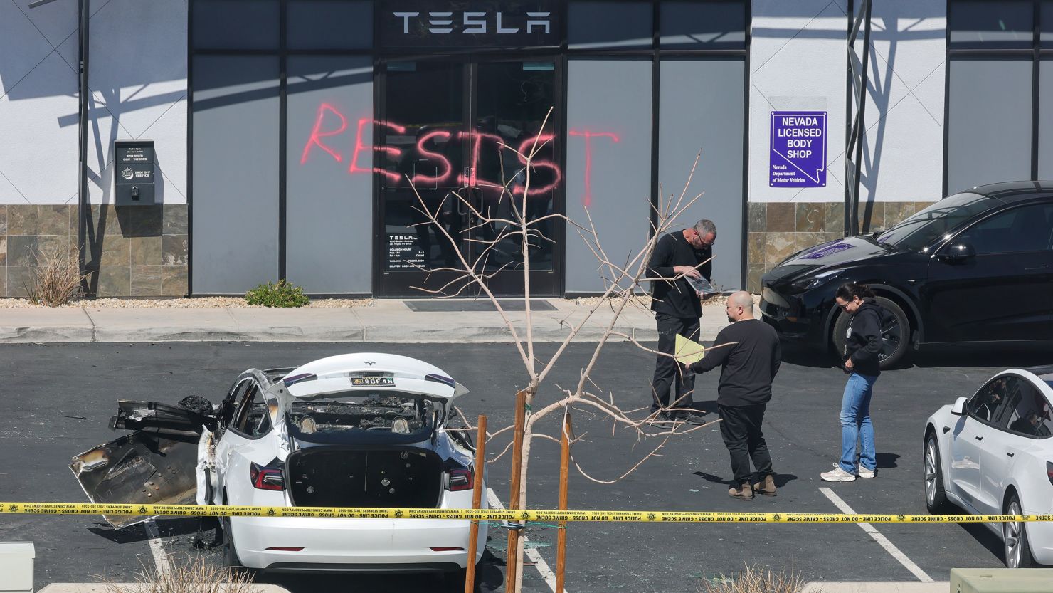 Tesla explosion FBI investigating vehicles shot and set on fire in Las