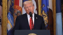 President Donald Trump delivers remarks before signing an executive order to reduce the size and scope of the Education Department during a ceremony in the East Room of the White House on March 20, 2025 in Washington, DC.