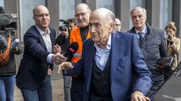 Former FIFA president Sepp Blatter arrives at the courthouse for the verdict of an appeal by Swiss Attorney General's office against former UEFA and FIFA presidents over a suspected fraudulent payment, in Muttenz near Basel, on March 25, 2025.  (Photo by Fabrice COFFRINI / AFP) (Photo by FABRICE COFFRINI/AFP via Getty Images)          