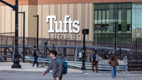 MEDFORD, MASSACHUSETTS - MARCH 27: People walk on College Avenue near Tufts University on March 27, 2025 in Medford, Massachusetts. Graduate student Rumeysa Ozturk was arrested by ICE Agents for purported activities related to terrorist organizations amid the Trump istration's immigration crackdown.  (Photo by Scott Eisen/Getty Images)