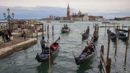 Gondolas on the Grand Canal in Venice, Italy on March 14th, 2025. (Photo by Beata Zawrzel/NurPhoto via Getty Images)