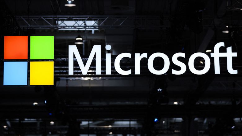 The logo of Microsoft is seen during the opening of the Hannover Messe industrial trade fair for mechanical and electrical engineering and digital industries, on March 31, 2025 in Hanover, northern Germany. The fair opens its doors to the public on March 31 and will be running until April 4, 2025. According to the Hannover Messe, "more than 4,000 companies will be acting as an interconnected industrial ecosystem and demonstrating how climate neutrality can be achieved through electrification, digitization and automation". (Photo by RONNY HARTMANN / AFP) (Photo by RONNY HARTMANN/AFP via Getty Images)          