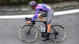BRISIGHELLA AL CESENA, ITALY - MARCH 28: Samuele Privitera of Italy and Team Jayco AlUla competes during the 39th Settimana Internazionale Coppi e Bartali 2025, Stage 4 a 150.4km stage from Brisighella to Brisighella al Cesena on March 28, 2025 in Brisighella, Italy. (Photo by Dario Belingheri/Getty Images)