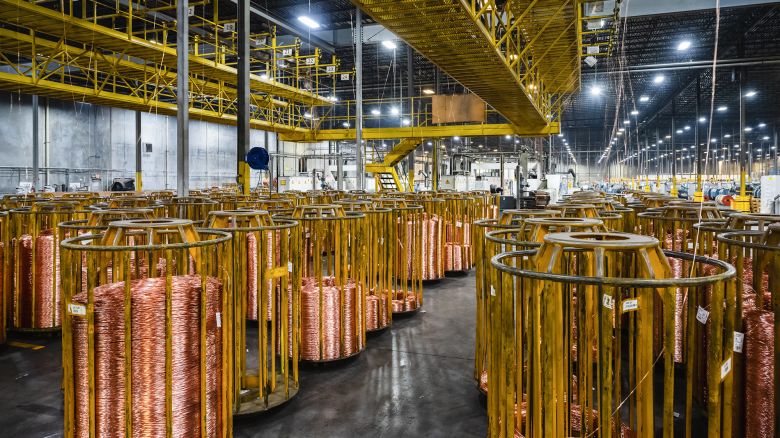 The wire drawing area at CN Wire Corporation in Santa Teresa, New Mexico, on March 31. US copper prices have been on a tear this year due to the fear that tariffs will be imposed on imports of the red metal.