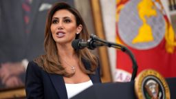 Alina Habba delivers remarks before being sworn in as the interim US Attorney for New Jersey in the Oval Office of the White House on March 28, 2025.