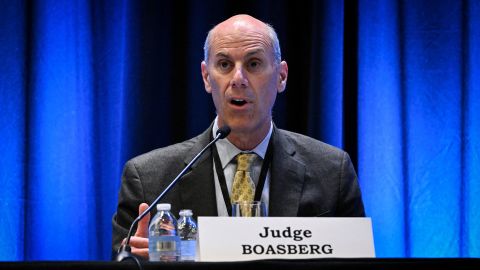 James Boasberg, chief judge of the US District Court for the District of Columbia, attends a panel discussion at the annual American Board Association (ABA) Spring Antitrust Meeting in Washington, DC, on April 2, 2025.