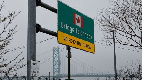 Trucks cross the Ambassador Bridge to Detroit, Michigan, on April 2, 2025. The Ambassador Bridge that connects Detroit with Windsor, Canada. US President Donald Trump is poised to unveil sweeping new "Liberation Day" tariffs on April 2, 2025, but kept the world guessing until the last minute about the scope of an onslaught that could spark a global trade war. Trump will roll out the measures flanked by cabinet  in the Rose Garden of the White House at 4:00 pm (2000 GMT), promising that they will stop America being "ripped off" and will deliver a new "golden age" of US industry. (Photo by JEFF KOWALSKY / AFP) (Photo by JEFF KOWALSKY/AFP via Getty Images)          