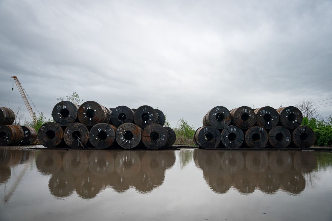 Steel coils at the Port of Little Rock in Little Rock, Arkansas, seen on April 3, 2025.