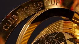 This photograph shows the FIFA Club World Cup trophy exhibited in Poissy, west of Paris, on April 4, 2025. The Club World Cup trophy is touring for 147 days in 20 countries and 29 cities worlwide. (Photo by FRANCK FIFE / AFP) (Photo by FRANCK FIFE/AFP via Getty Images)          