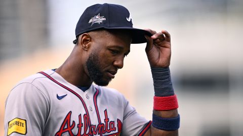 SAN DIEGO, CALIFORNIA - MARCH 30: Jurickson Profar #7 of the Atlanta Braves looks on during the first inning against the San Diego Padres at Petco Park on March 30, 2025 in San Diego, California. (Photo by Orlando Ramirez/Getty Images)