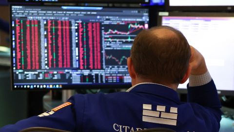 A trader works on the floor of the New York Stock Exchange (NYSE) in New York City, on April 4, 2025. Markets extended a global selloff on April 4 as countries around the world reeled from US President Donald Trump's trade war, but the White House insisted the American economy will emerge victorious. Shock waves tore through markets in the United States, Europe and Asia after Trump's tariff bombshell, as foreign leaders signaled readiness to negotiate but also threatened counter-tariffs. (Photo by TIMOTHY A. CLARY / AFP) (Photo by TIMOTHY A. CLARY/AFP via Getty Images)          