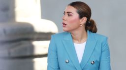 Marina del Pilar Ávila, gobernadora del estado mexicano de Baja California, asiste a un evento en el Museo Nacional de Antropología en la Ciudad de México el 3 de abril de 2025.